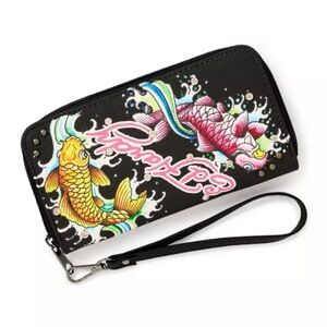 Ed Hardy Koi Fish zip around Wallet